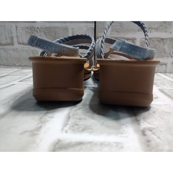 Daisy Fuentes Womens Size 8.5M Rhinestone Blue Strappy Sandals - Picture 4 of 9